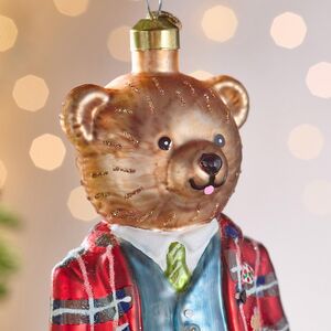 Елочная игрушка Медвежонок в костюме 16 см в подарочной коробке, стекло Winter Deco фото 2