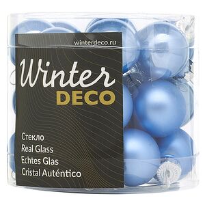 Елочные шары 2.5 см sky blue mix, 24 шт, стекло Winter Deco фото 3