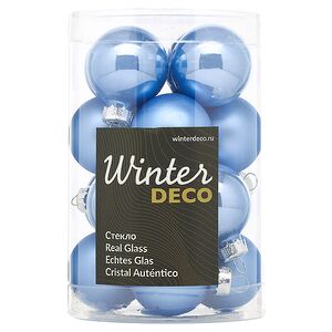 Елочные шары 3.5 см sky blue mix, 16 шт, стекло Winter Deco фото 4
