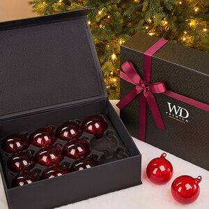 Елочные шары Fiume-Veneto: Christmas Red 8 см, 12 шт, подарочная коробка, стекло Winter Deco фото 3