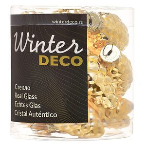 Елочные игрушки Шишки 6 см золотой микс, 12 шт, стекло Winter Deco фото 3