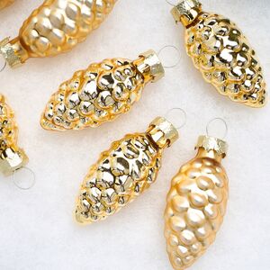 Елочные игрушки Шишки 6 см золотой микс, 12 шт, стекло Winter Deco фото 2