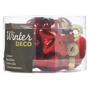 Набор стеклянных елочных игрушек Звезды 4.5 см бордовый mix, 12 шт Winter Deco фото 3