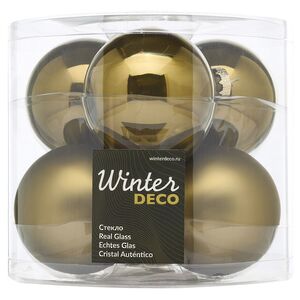 Набор стеклянных шаров 8 см оливковый бархат mix, 6 шт Winter Deco фото 3