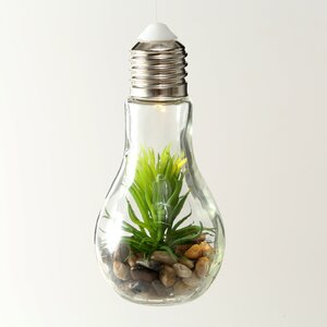 Декоративный подвесной светильник - флорариум Лампочка с Агавой 18 см, теплая белая LED подсветка, стекло, IP20 Boltze фото 3