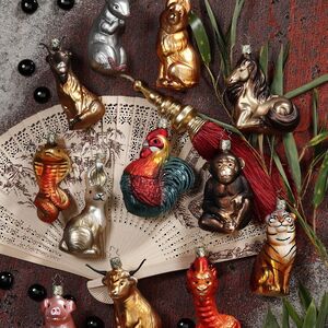 Стеклянная елочная игрушка Петушок Кристофор 11 см Inge Glas фото 2