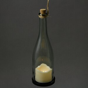 Фонарь Бутылка с сюрпризом со светодиодной свечой, 30*9.5 см, прозрачная, батарейка Edelman фото 2