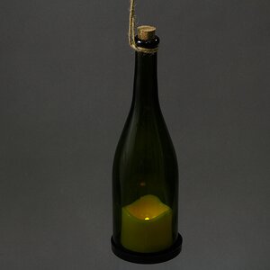 Фонарь Бутылка с сюрпризом со светодиодной свечой, 30*9.5 см, зеленая, батарейка Edelman фото 2