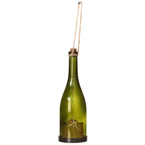 Фонарь Бутылка с сюрпризом со светодиодной свечой, 30*9.5 см, зеленая, батарейка Edelman фото 1