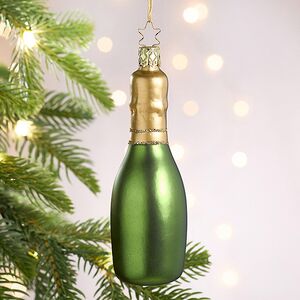 Стеклянная елочная игрушка Бутылочка Просекко 12 см, подвеска Inge Glas (Инге Глас) фото 5