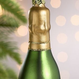 Стеклянная елочная игрушка Бутылочка Просекко 12 см, подвеска Inge Glas (Инге Глас) фото 4