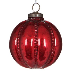 Винтажный шар Тыковка 10 см красный состаренный, стекло Edelman фото 1