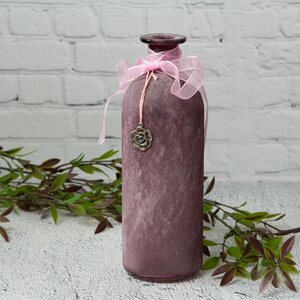 Стеклянная ваза - бутылка Олиана 21 см вишневая