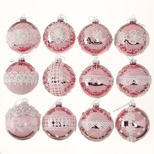 Набор стеклянных шаров Беатричи 8 см розовый, 12 шт Boltze фото 1