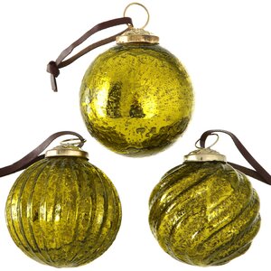 Набор винтажных шаров Оливковый Изумруд 8 см, 5 шт, стекло уцененный