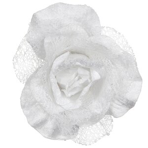 Роза Ажурные Кружева 14*15 см белая, клипса Edelman фото 1
