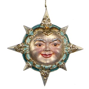 Елочная игрушка Небесное Светило - Солнце 16*15*6 см бирюзовый, подвеска Katherine’s Collection фото 1