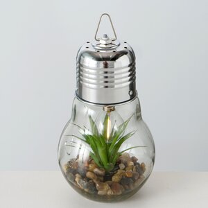 Декоративный подвесной светильник - флорариум Лампочка с Агавой 23 см, теплая белая LED подсветка, IP20 Boltze фото 3
