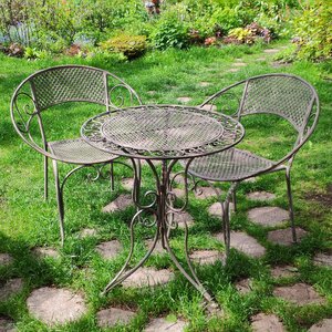 Комплект садовой мебели Триббиани: 1 стол + 2 кресла, серый