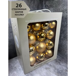 Набор стеклянных шаров Blanchett - Classic Gold, 5-7 см, 26 шт Edelman фото 3