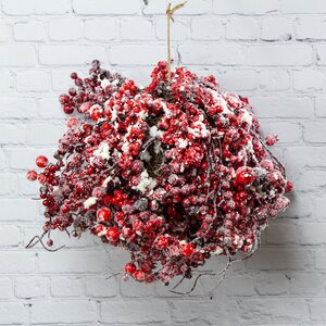 Подвесная композиция Шар 25 см Красные ягоды в снегу Edelman фото 1