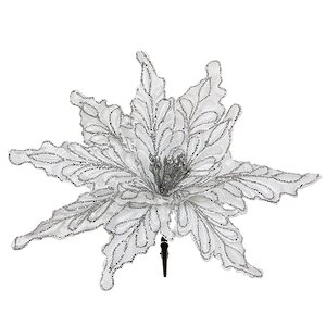 Пуансеттия Великолепная 30 см бело-серебряная, клипса Edelman фото 1