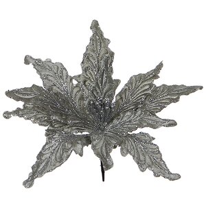 Пуансеттия Великолепная 30 см серебряная, клипса Edelman фото 1
