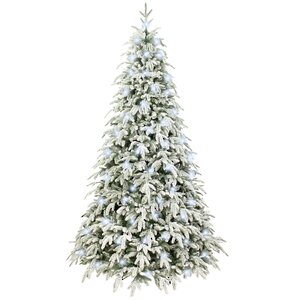 Искусственная елка с огоньками Polaris заснеженная 210 см, 520 холодных белых ламп, ЛИТАЯ + ПВХ