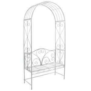 Садовая скамейка с аркой Пеллегрино 230*116 см, белая, металл