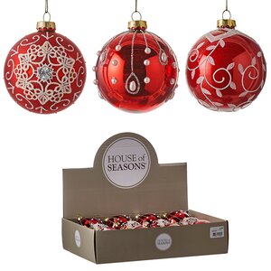Набор стеклянных шаров Рождественская Соната 8 см красный, 12 шт Edelman фото 1