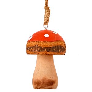 Деревянная елочная игрушка Гриб Мухоморчик 7 см оранжевый, подвеска Edelman фото 1