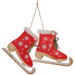 Деревянная ёлочная игрушка Коньки - Рождественская классика 15 см, подвеска