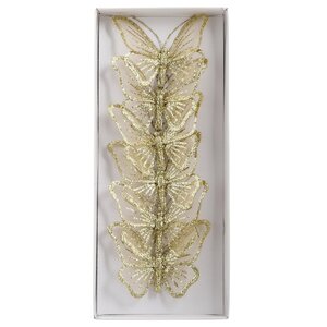 Декоративное украшение Бабочка Farfalle D'aria 9 см, 6 шт, золотая, клипса Edelman фото 1