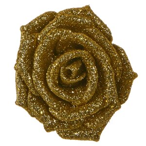 Роза Сверкающая 9 см золотая, клипса Edelman фото 1