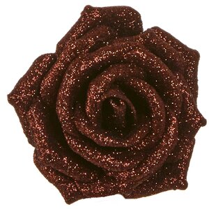Роза Сверкающая 9 см темно-бронзовая, клипса
