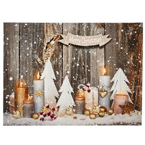 Световая картина Счастливого Рождества 40*30 см, 6 теплых белых ламп, батарейки Edelman фото 1