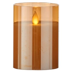 Светильник свеча восковая в колбе с живым пламенем Лацио 10 см золотая на батарейках Edelman фото 6