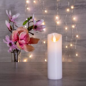 Высокая светодиодная свеча с живым пламенем 15 см белая восковая на батарейках Edelman фото 2
