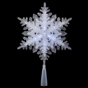Светящаяся верхушка для елки Ледяная Снежинка 36 см холодные белые LED лампы, на батарейках Edelman фото 1