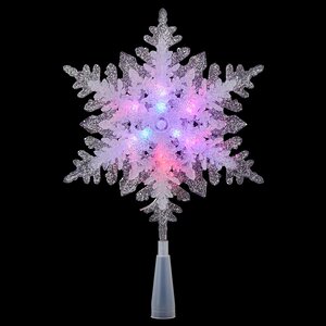 Светящаяся верхушка для елки Ледяная Снежинка 36 см разноцветные LED лампы, на батарейках Edelman фото 1