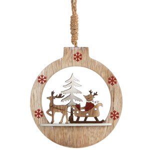 Деревянная елочная игрушка Рождественский вояж с оленем 13 см, подвеска Edelman фото 1