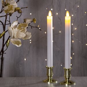 Светодиодные столовые свечи с имитацией пламени, белые, 25*2 см, 2 шт на батарейках Edelman фото 1