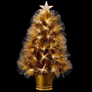 Оптоволоконная золотая елка Роскошное сияние 60 см, ПВХ Edelman фото 1