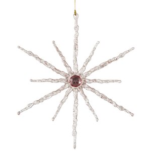Ёлочная игрушка Снежинка - Алмазная звезда 9 см, розовая, подвеска Edelman фото 1