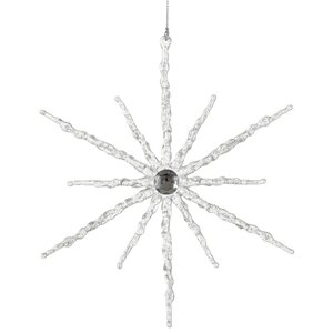Ёлочная игрушка Снежинка - Алмазная звезда 9 см, серебряная, подвеска Edelman фото 1