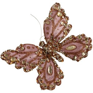 Ёлочное украшение Изящная бабочка 17 см розовая, клипса Noel Collection (Katherine’s Style) фото 1