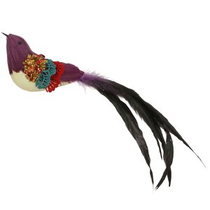 Ёлочное украшение Птица Роксоланы 24 см, фиолетовая, клипса Noel Collection (Katherine’s Style) фото 2