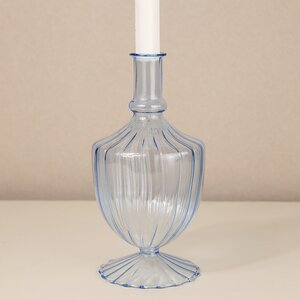 Стеклянная ваза-подсвечник Monofiore 20 см голубая EDG фото 6