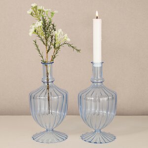 Стеклянная ваза-подсвечник Monofiore 20 см голубая EDG фото 1
