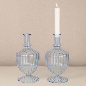 Стеклянная ваза-подсвечник Monofiore 20 см голубая EDG фото 5